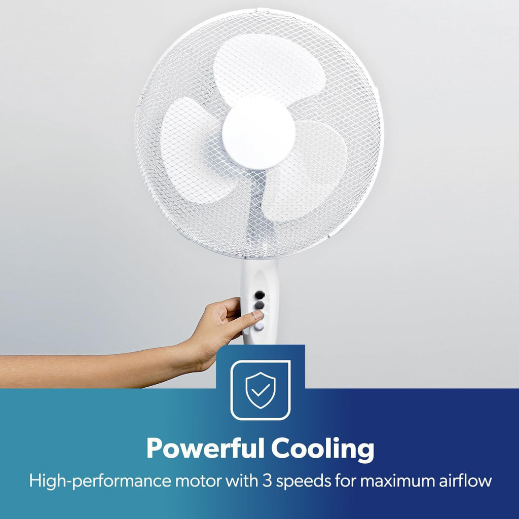 16" Pedestal Fan 3 Speed Quiet Oscillating Standing Cooling Fan Bedroom Office