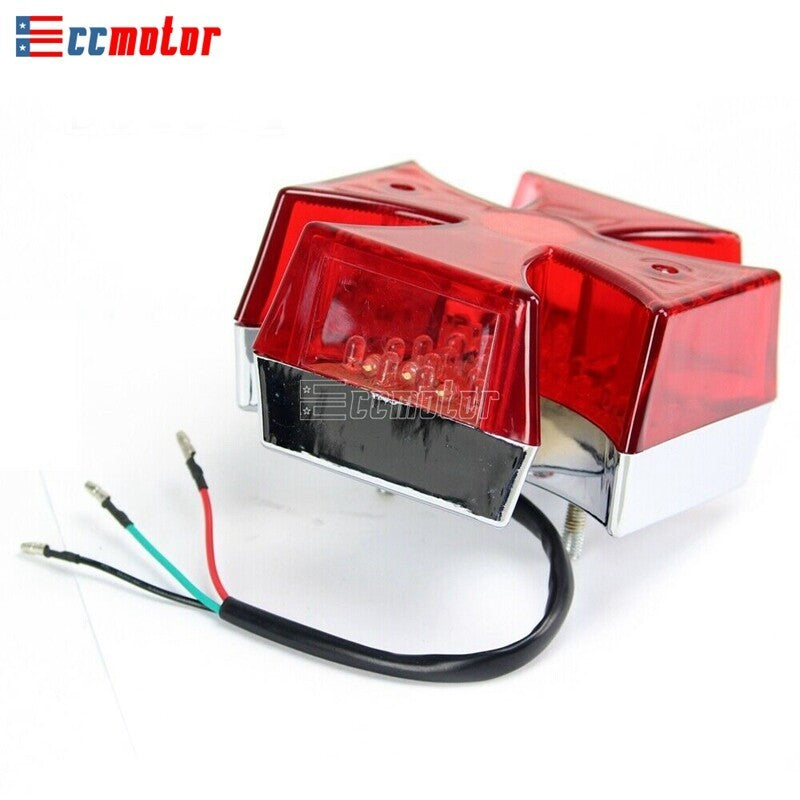 Maltese Cross LED Brake License Plate Tail Light For Motorcycle
