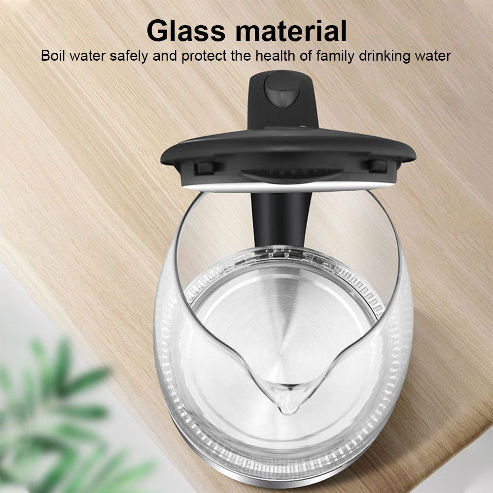 2L Electric Kettle Fast Glass Kettle Boil Quiet 360 Blue LED Boil-Dry Protection