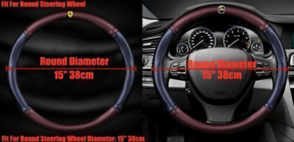 15" PU Leather+Carbon fiber Steering Wheel Cover For 1950-2026 BMW All Cars