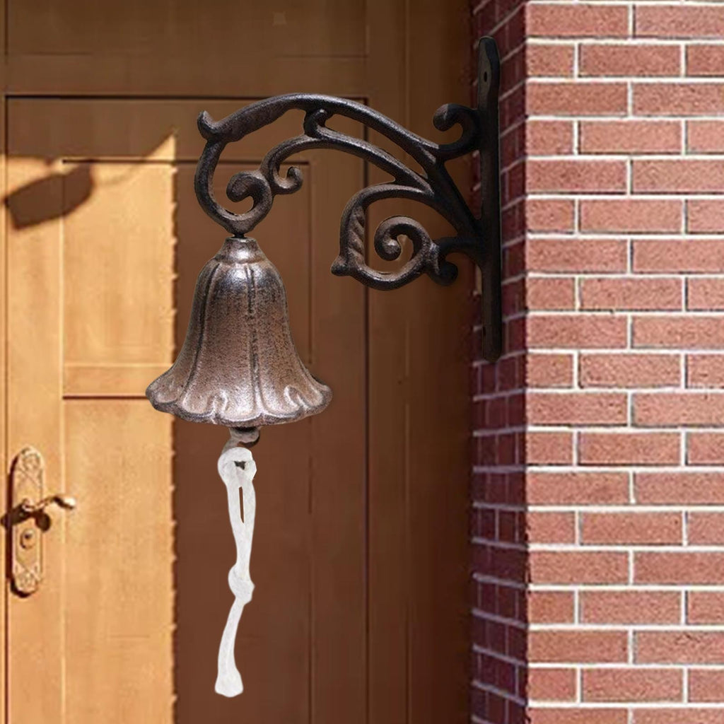 Rustic Cast Iron Door Bell Iron Cast Retro Style for Outside Garden House