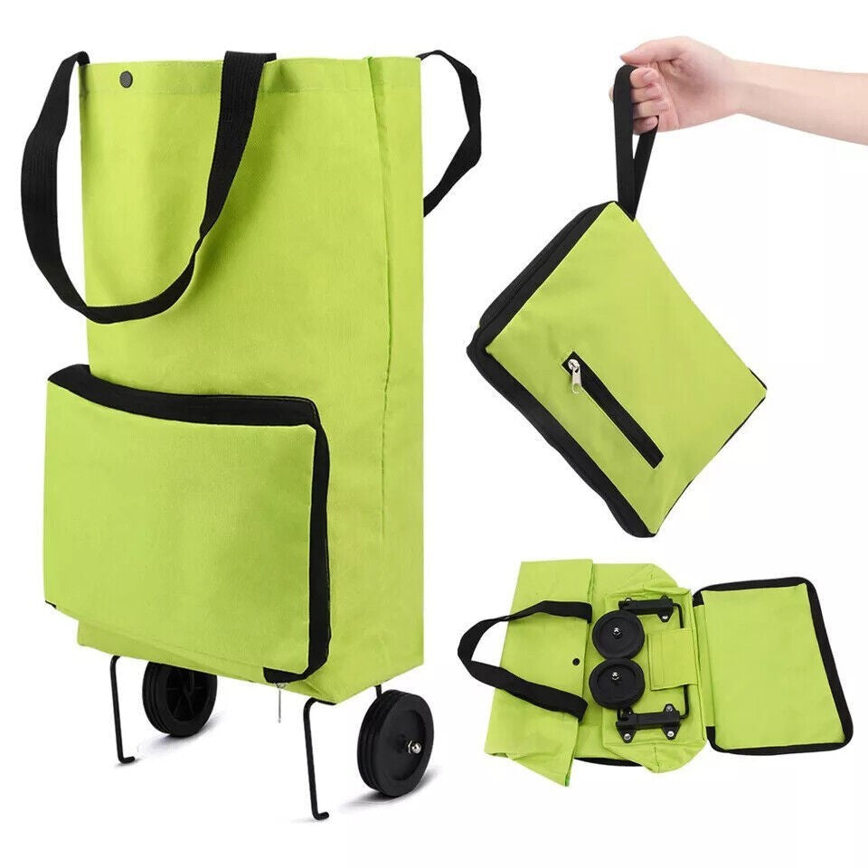 Collapsible Rolling Shopping Bag W/ Wheels Reusable Folding Cart Trolley NEW