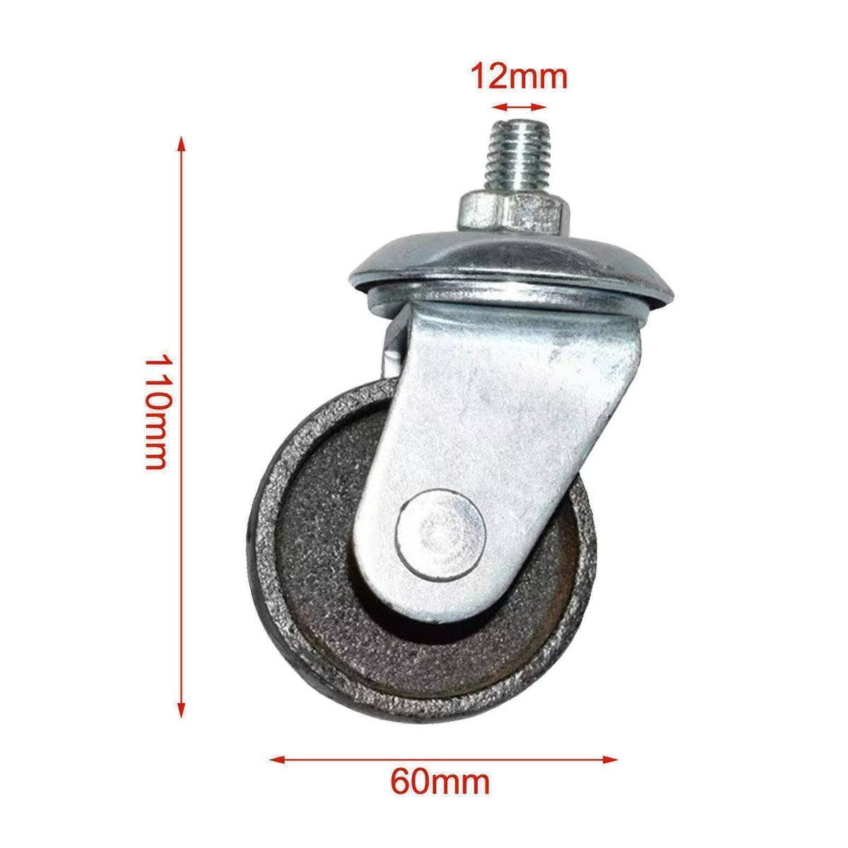 2pc Generic Floor Jack Casters Direct Replace 12mm Stem Horizontal Jack Casters