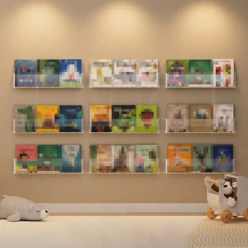 1/2/3X Plastic Picture Book Display Stand Transparent Bookshelf  Children's Wall
