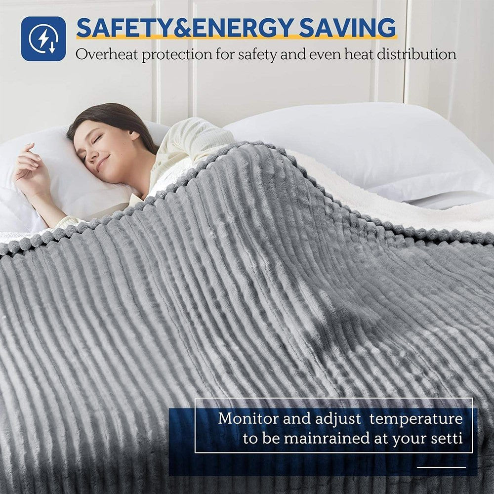 Electric Blanket Heated Throw Over Luxurious Fleece Washable Digital Controller