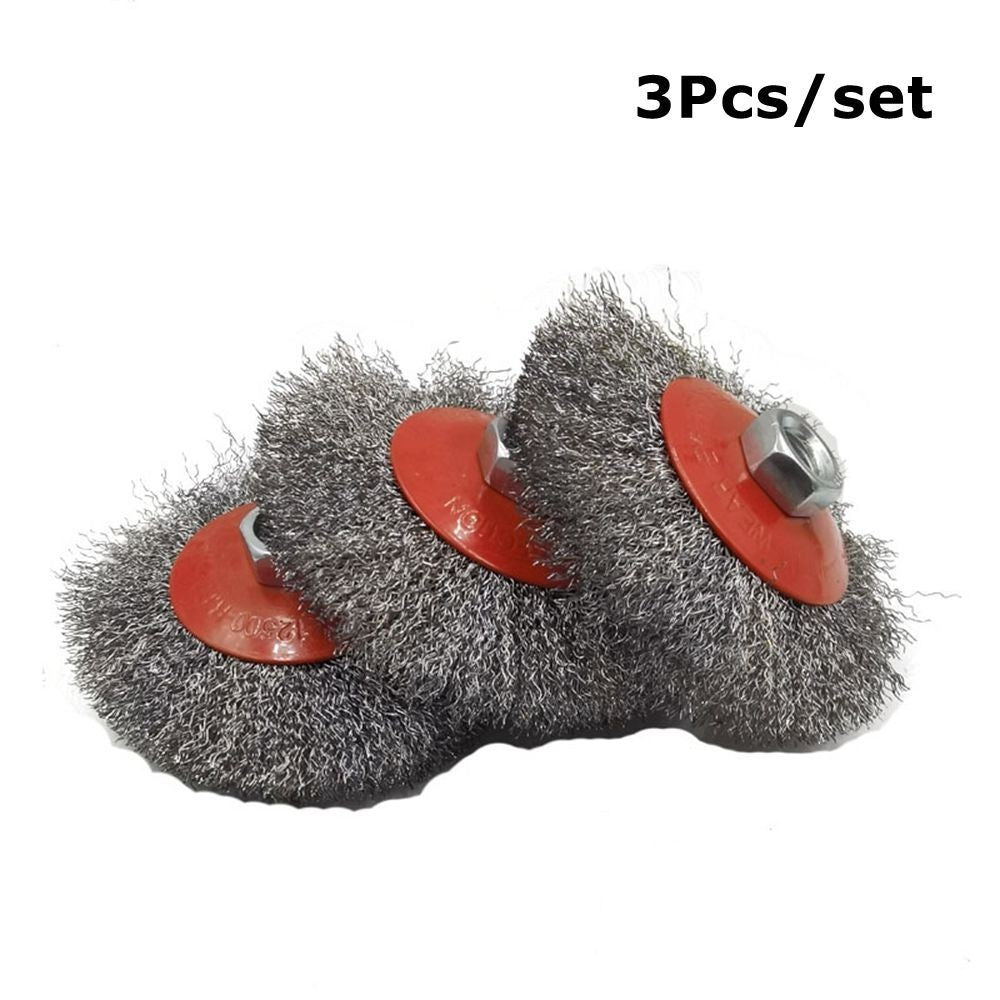 3x Stainless Steel Flat Wire Wheel Cup Brush For 115mm Angle Grinder Universal