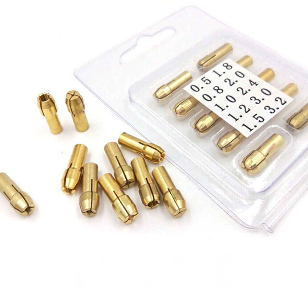 10x Brass Drill Chuck Collet Bit Set 0.5-3.2mm For Dremel Rotary Tools 4.8mm UK