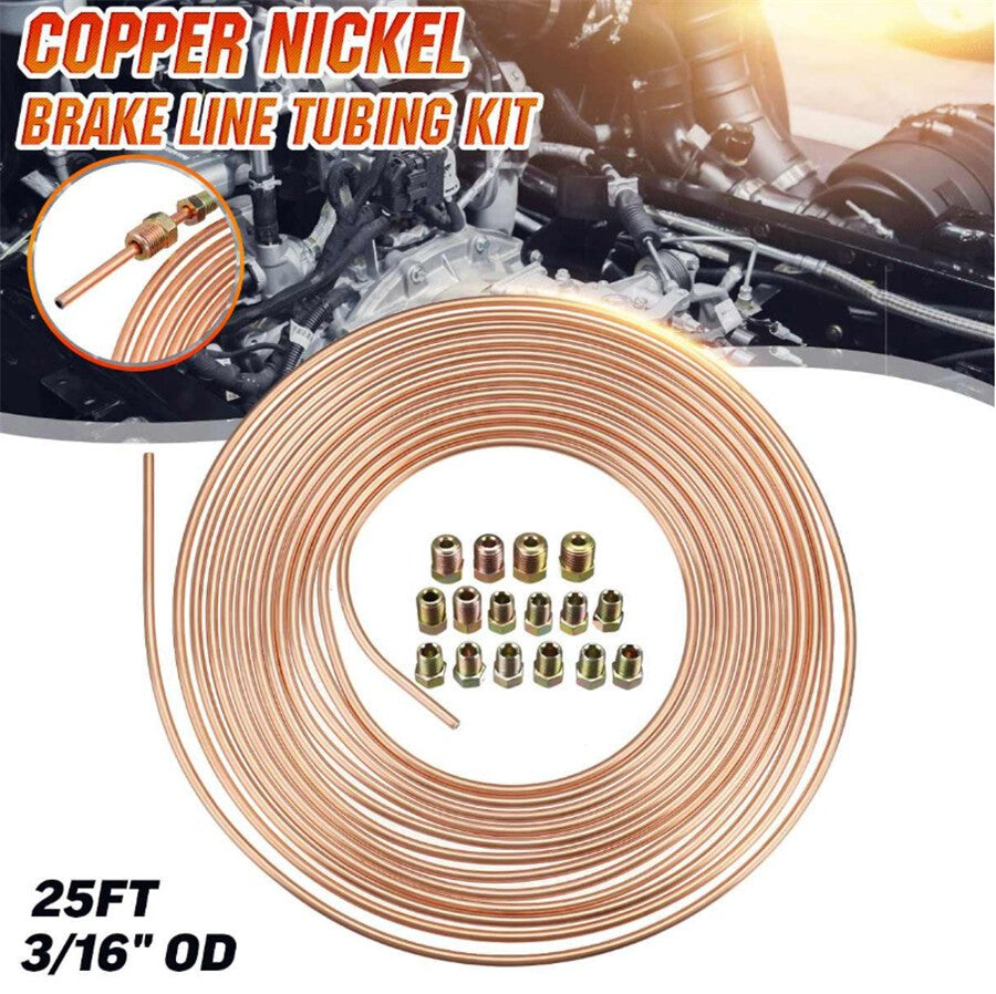 1 Roll 25ft 3/16" OD Copper Nickel Brake Line Pipe Tubing Tube Hose Kit For Car