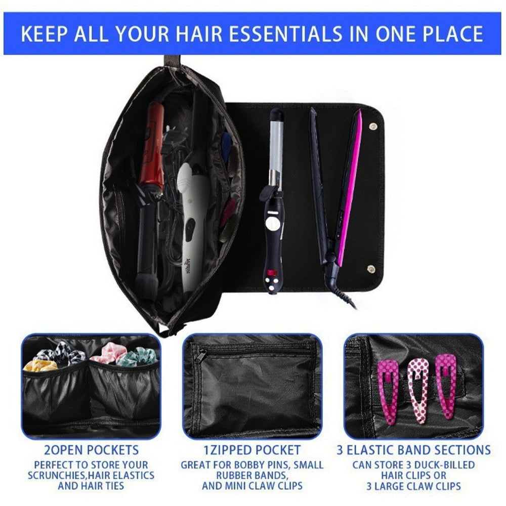 Hair Tools Travel Bag – Heatproof Mat for Straighteners & Flat Iron Storage