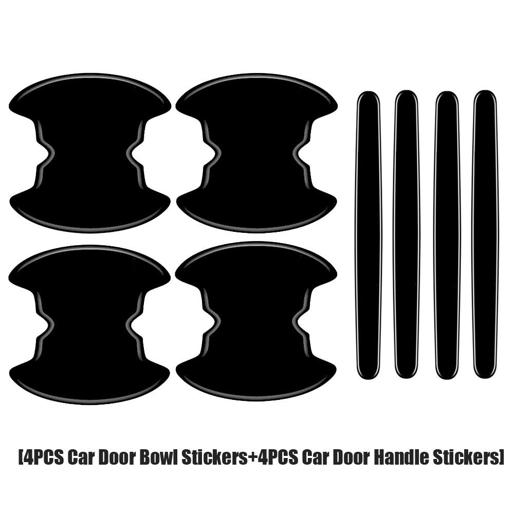 Universal Anti-Scratch Car Door Handle Guard 8 Pack Black Protective Stickers