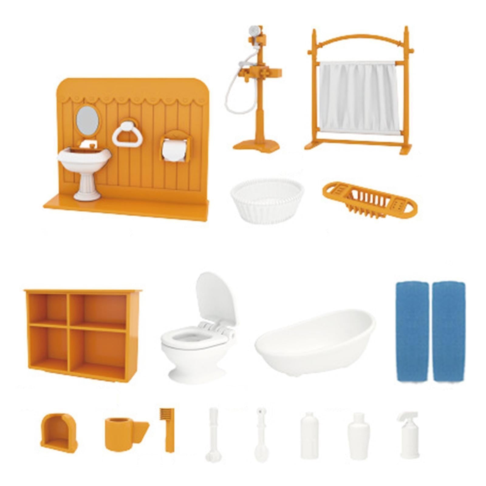 Dolls House Furniture Set Accessories 1:16 Multiple Themes for Children Bathroom