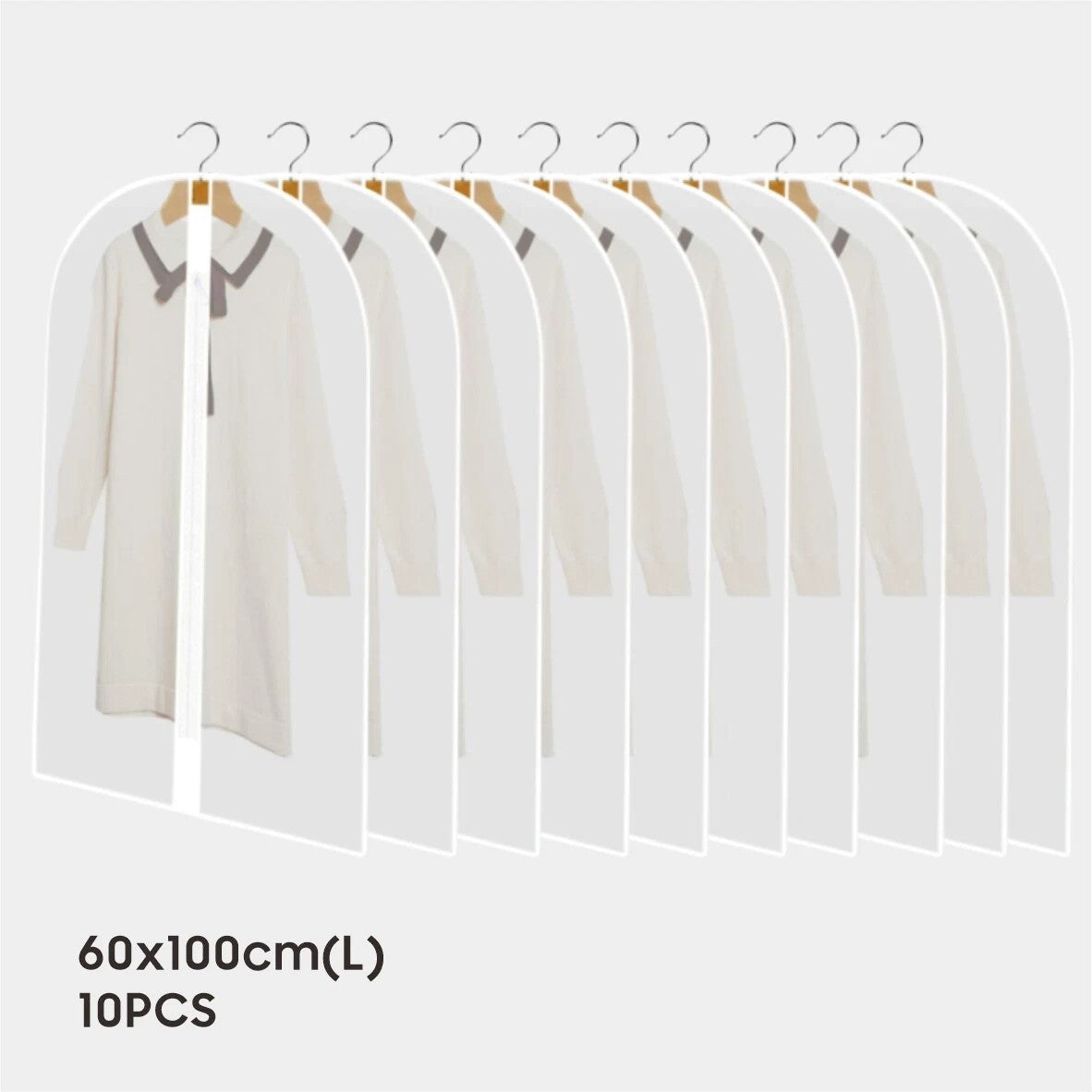 10Pcs Clear Polythene Zip Garment Bags Suit Dress Coat Dust Protector Covers UK