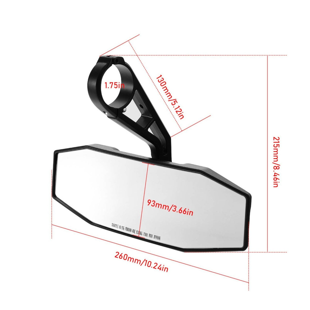 1.75 Inch Roll Bar Mirror Heavy Duty UTV Middle Mirror Shatterproof Glass