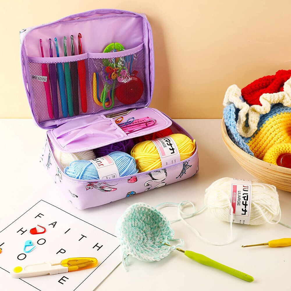 109PCS Crochet Hook Set 5 Rolls Yarn Knitting Needles Kit for Starters beginners