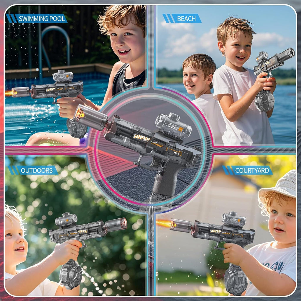 Electric Water Gun Squirt Pistol LED Muzzle Flash 0-8m Outdoor Beach Garden Toy