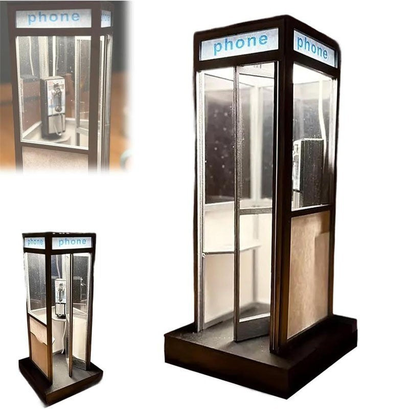 Retro Vintage Tall Phonebooth Lamp, Night Lamp Telephone Booth, LED Desk Lamp