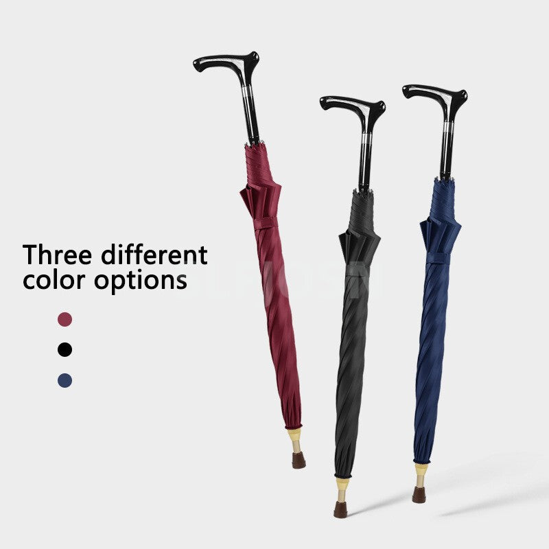 2-in-1 Walking Sticks Umbrella Windbreak Ribs Walking Cane Umbrella for Elderly