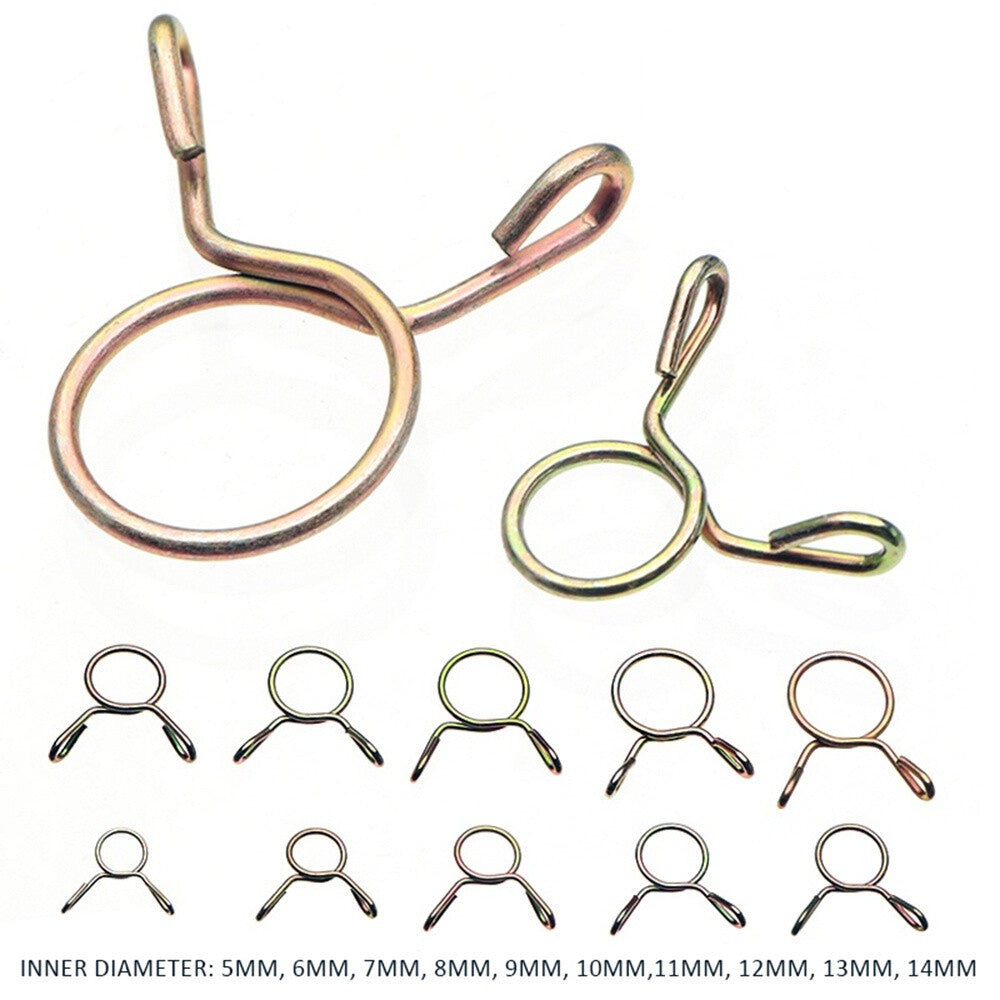 250Pcs Motorcycle Double Wire Spring Clamp Fuel Line Hose Tube Clips Assortment
