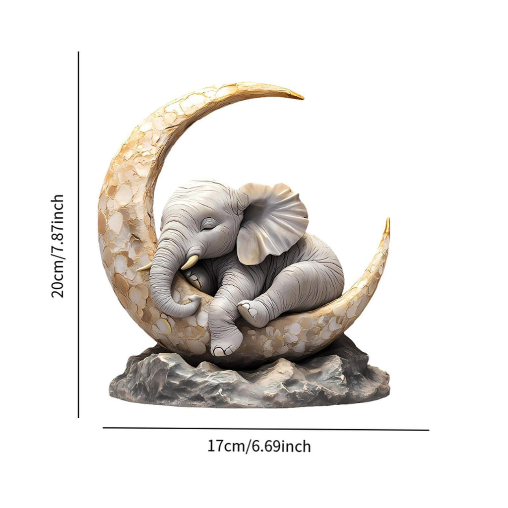 2D Ornament Table Elephant Sleeping on The Moon for Living Room Decor Indoor