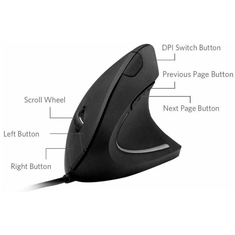 Vertical Ergonomic USB 5 Mouse Anker Wired Optical 1600 DPI 1000 / Buttons