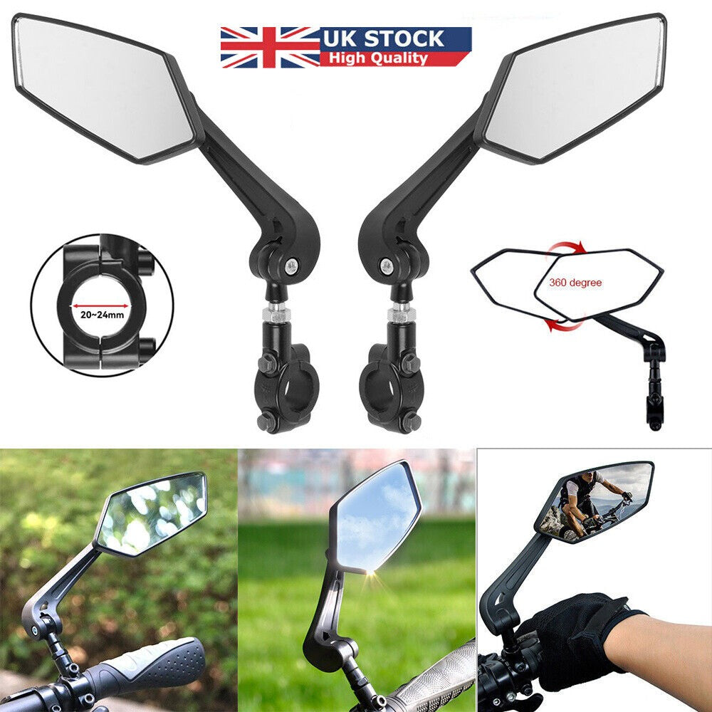 2X Bicycle Handlebar Wing Rear View Mirror Mobility Scooter Mountain Bike MTB