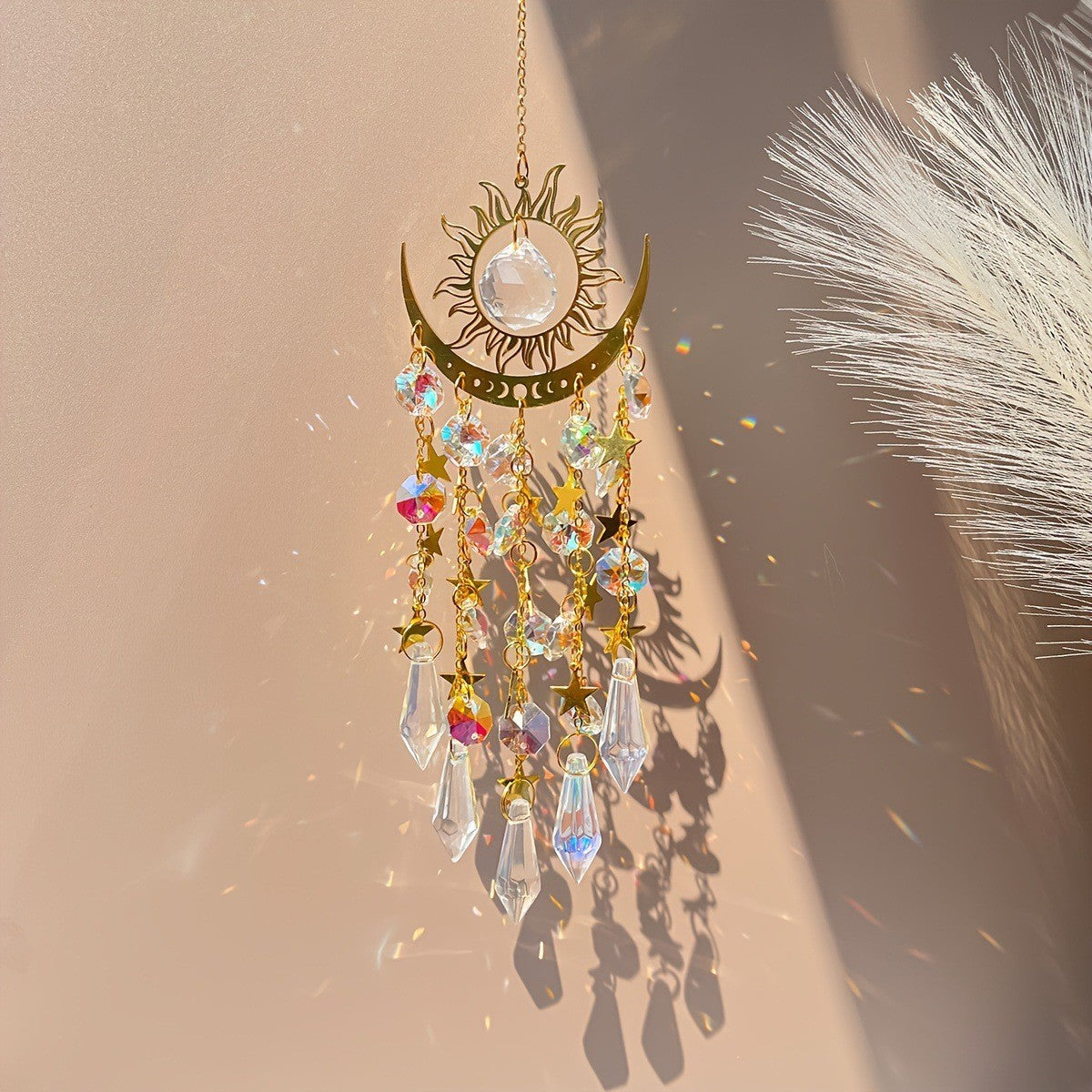 Suncatchers Hanging Wind Chime Style Garden Rainbow Maker Gold Plated Suncatcher