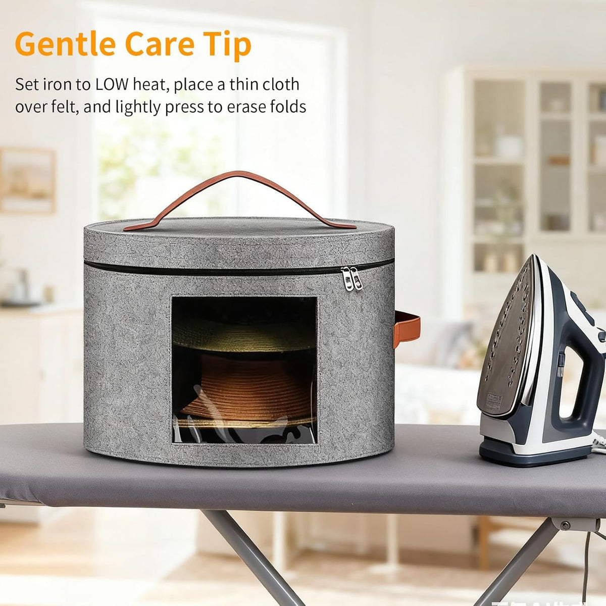 17''  Round Hat Storage Box for Women Men Travel Organizer Case w/ Dustproof Lid