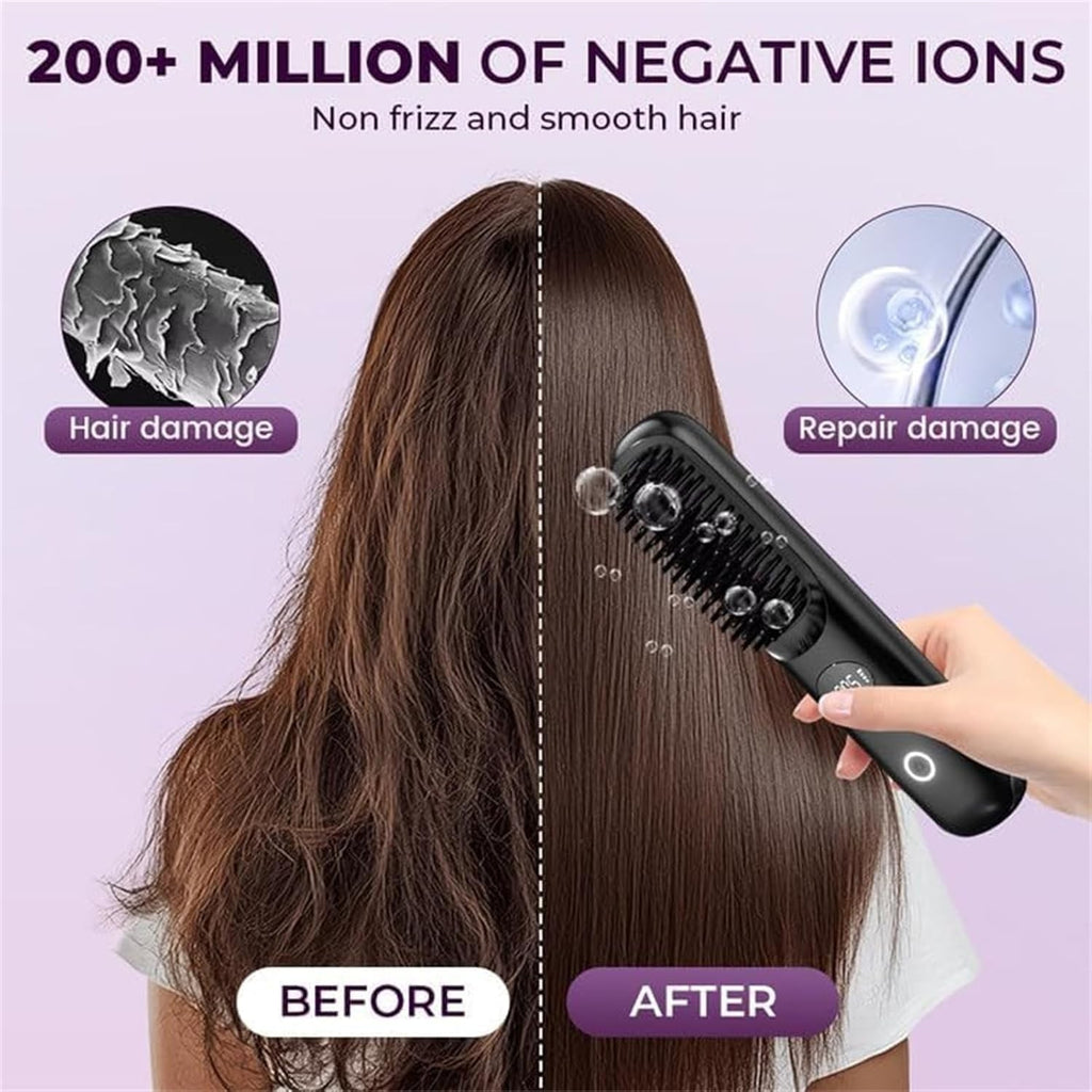 Glow Wave Heated Brush 2025 - USB Charging 3 Heat Settings for Short Hair
