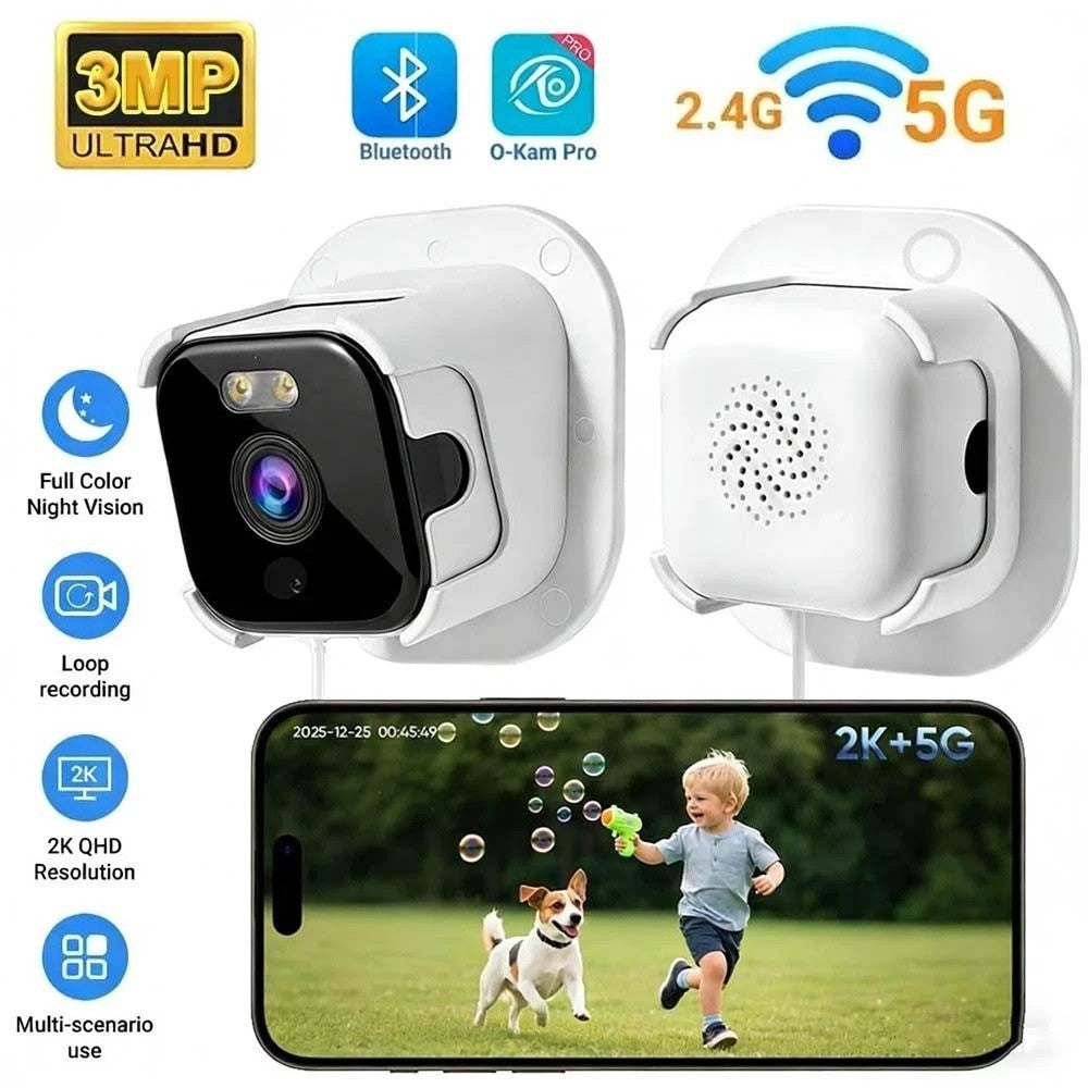 5G Window Security Camera 3MP Full Color Night Vision WiFi 2.4/5GHz Indoor Mount