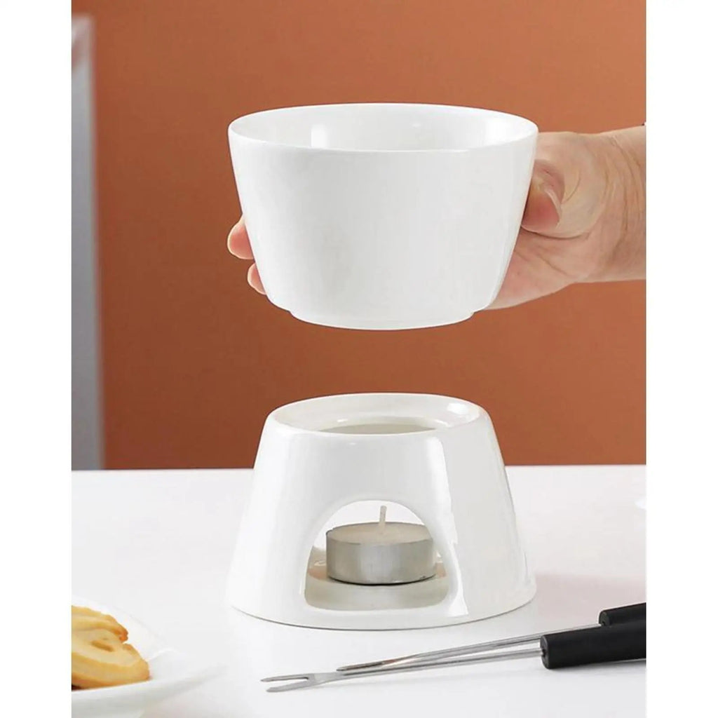 Chocolate Fondue Pot Tea Light Porcelain Melting Pot Ceramic Hot Pot Butter Warm