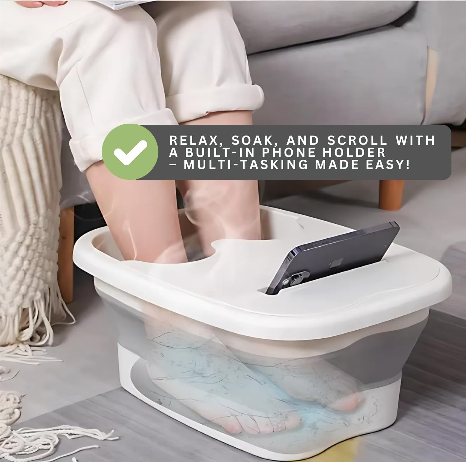 3 Colors Collapsible Foot Spa Bath Bucket Portable Pedicure Soaking Bowl