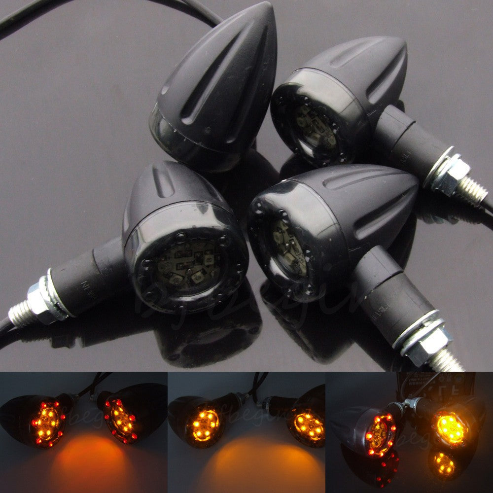 4x Universal Motorcycle LED Amber Lamp Rear Turn Signal Brake lights Indicators