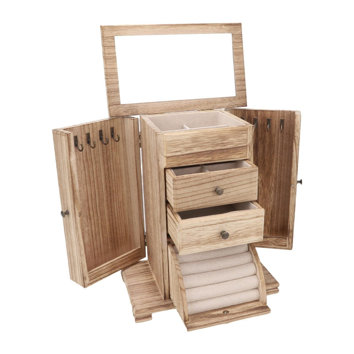 Large Capacity Wooden Jewelry Box Jewelry Organizer Drawers