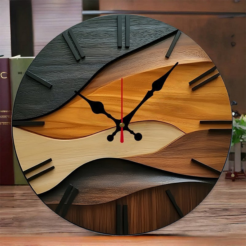 30cm 2D Nordic Wooden Silent Wall Clock Round Modern Hanging Home Decor