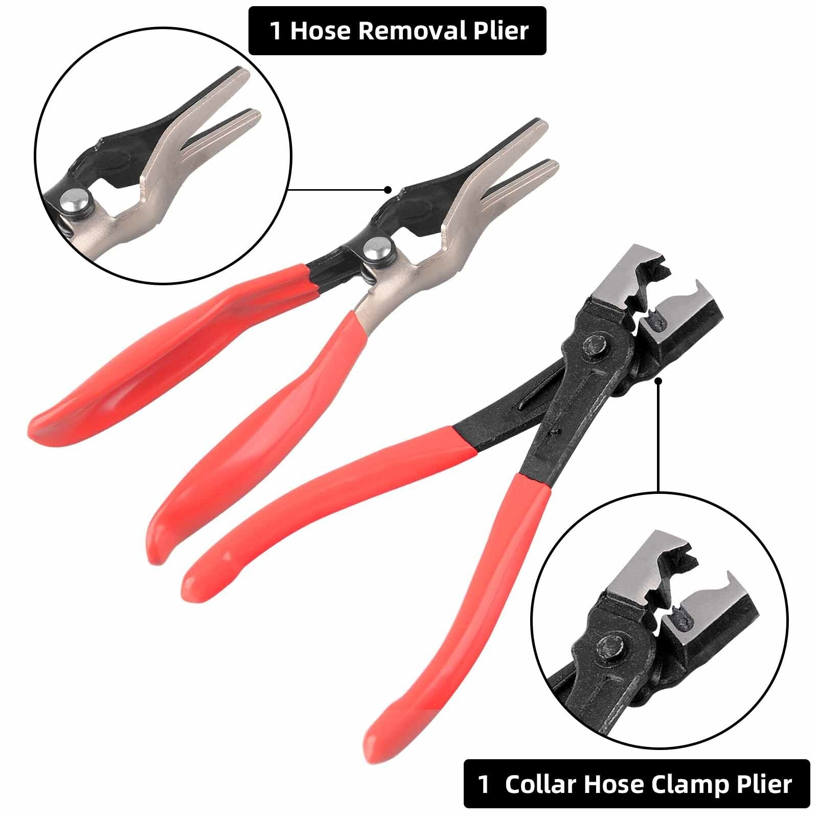 Automotive Flexible Hose Clamp Clip Pliers Set Swivel Jaw Flat Angled Band Tool