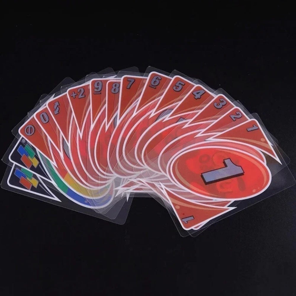 UNO  Waterproof Card Game Transparent PVC Plastic Pressure Proof Board Game