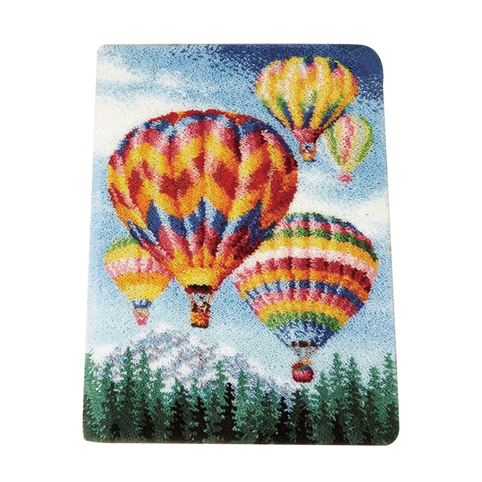 DIY Hot Air Balloon Latch Hook Rug Kit 1 Set Carpet Embroidery Craft for Home