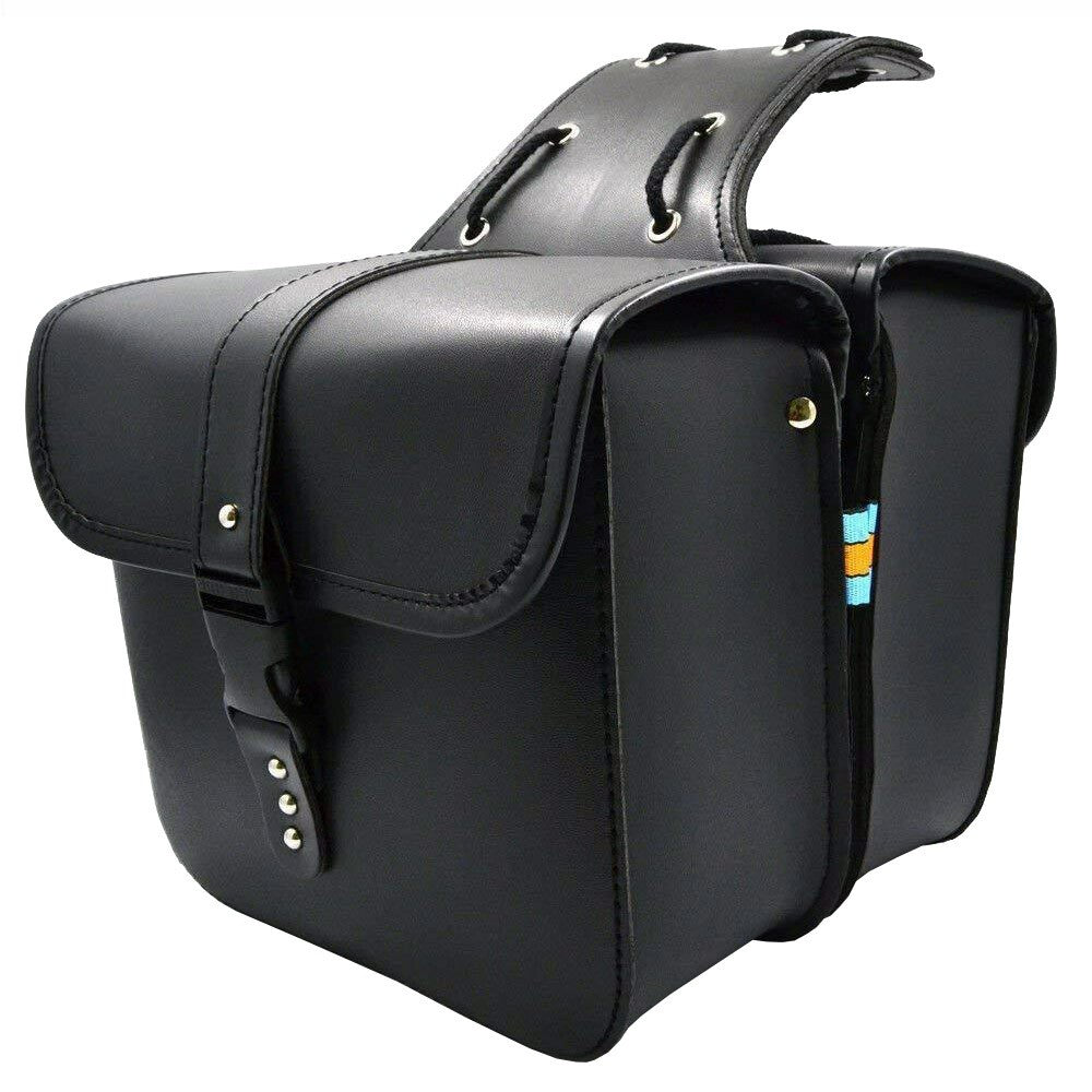 2x Motorbike Saddle Bags Luggage Pouch PU Leather Motorcycle Panniers Universal