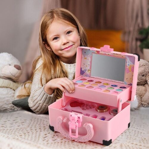 Girls Kids Pretty Princess Makeup Kit Pretend Make Up Remover Real Washable Set