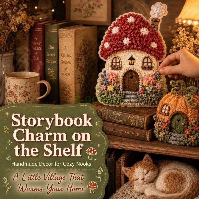 NEW HOT 3D DIY Craft Set Fabric Poke Art Kit Fairy Tale Village Cottage Handmade