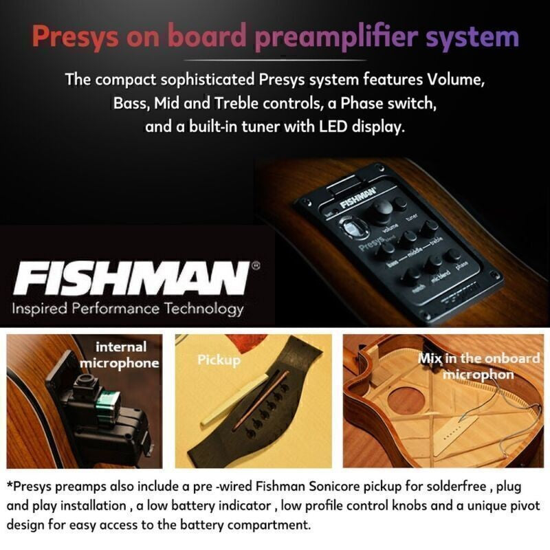 Fishman 4 Band 301 EQ Tuner Mic Presys Blend Acoustic Guitar Pickup Preamp UK
