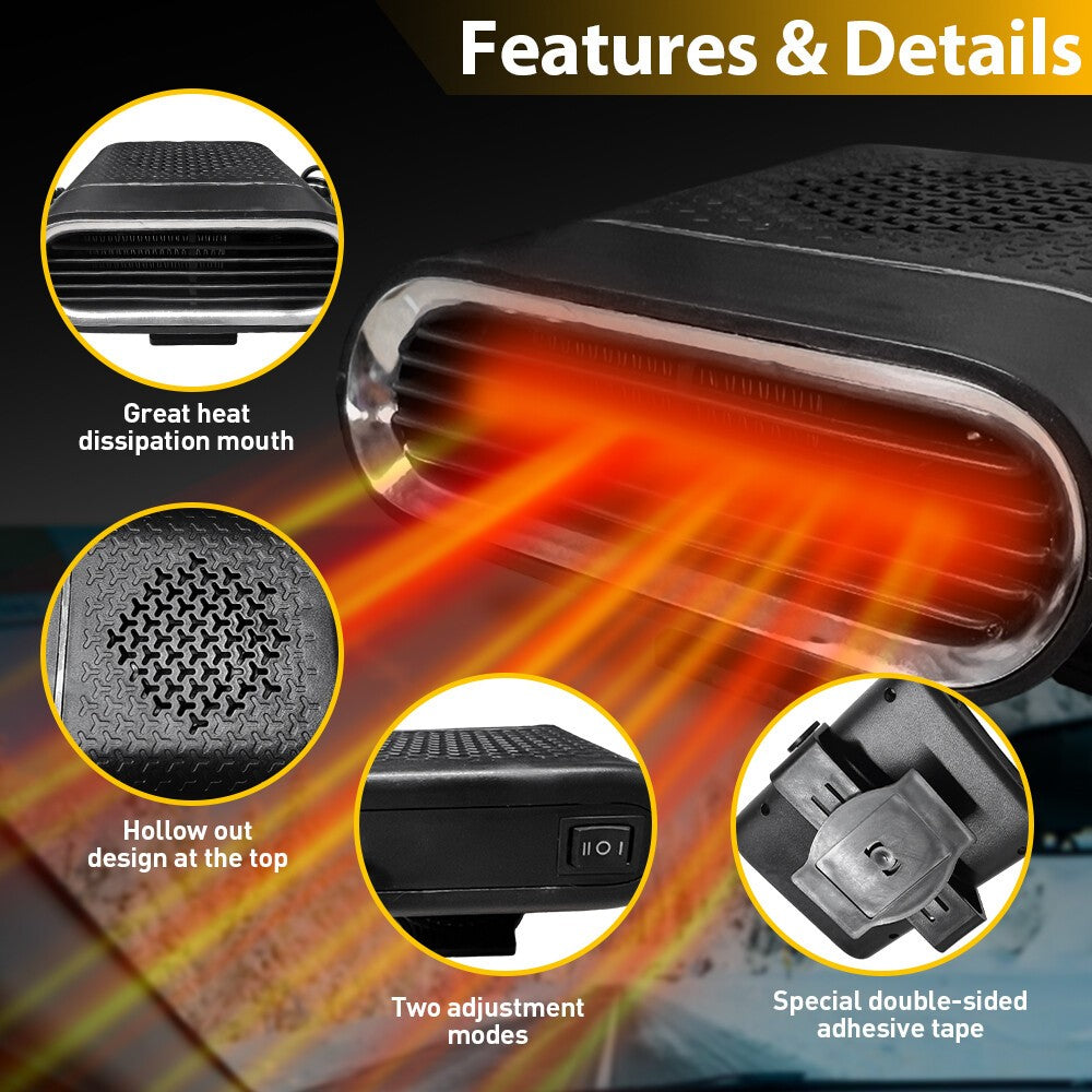 12V 150W Electric Heating Car Van Heater Defogger Demister Cooler Fan Portable