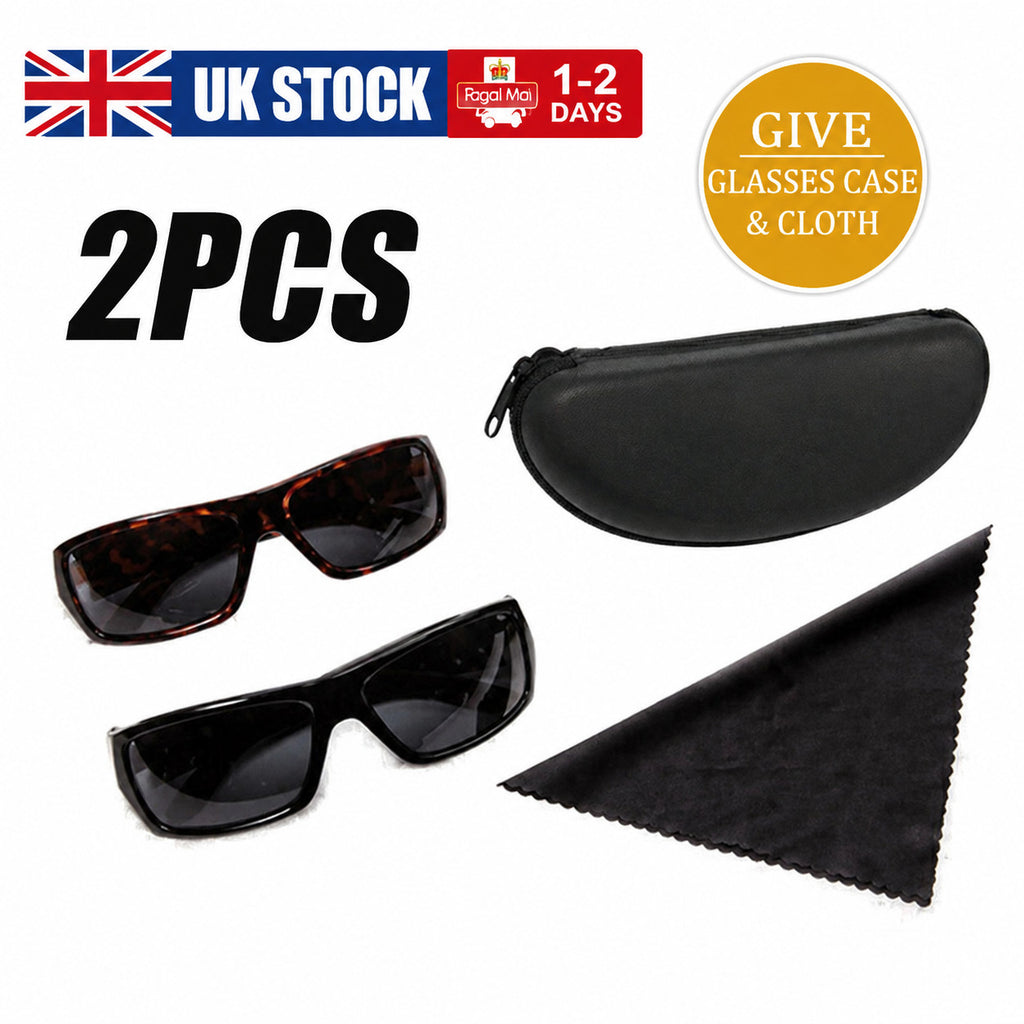 2pcs Men UV400 Cycling Fishing Wrap Goggle Polarized Sports Sunglasses