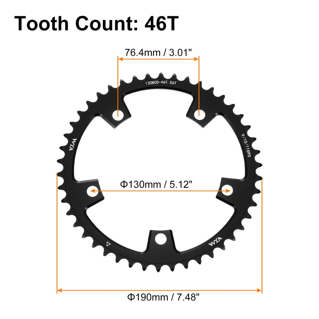 130BCD Bike Chainring 46T Round Narrow Wide Single Chainring for Road Bike