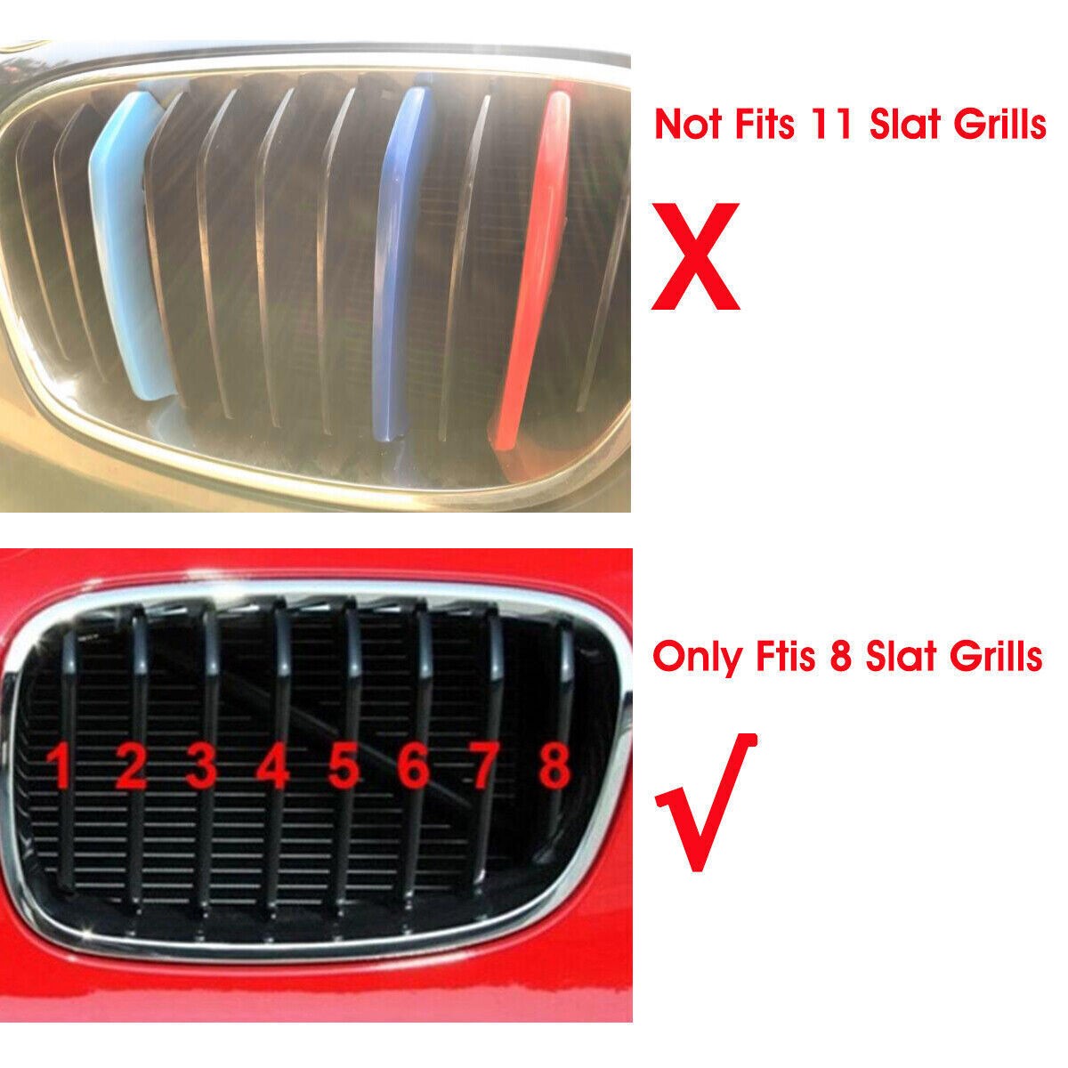 3pcs M Sport Kidney Grill Grille Strip Cover Clip For BMW 1 Series F20 F21 12-14