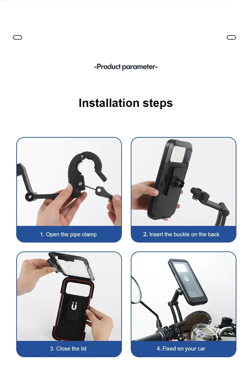 360° Waterproof Bicycle Motor Bike Phone Case Mount Holder For All Mobile Phones