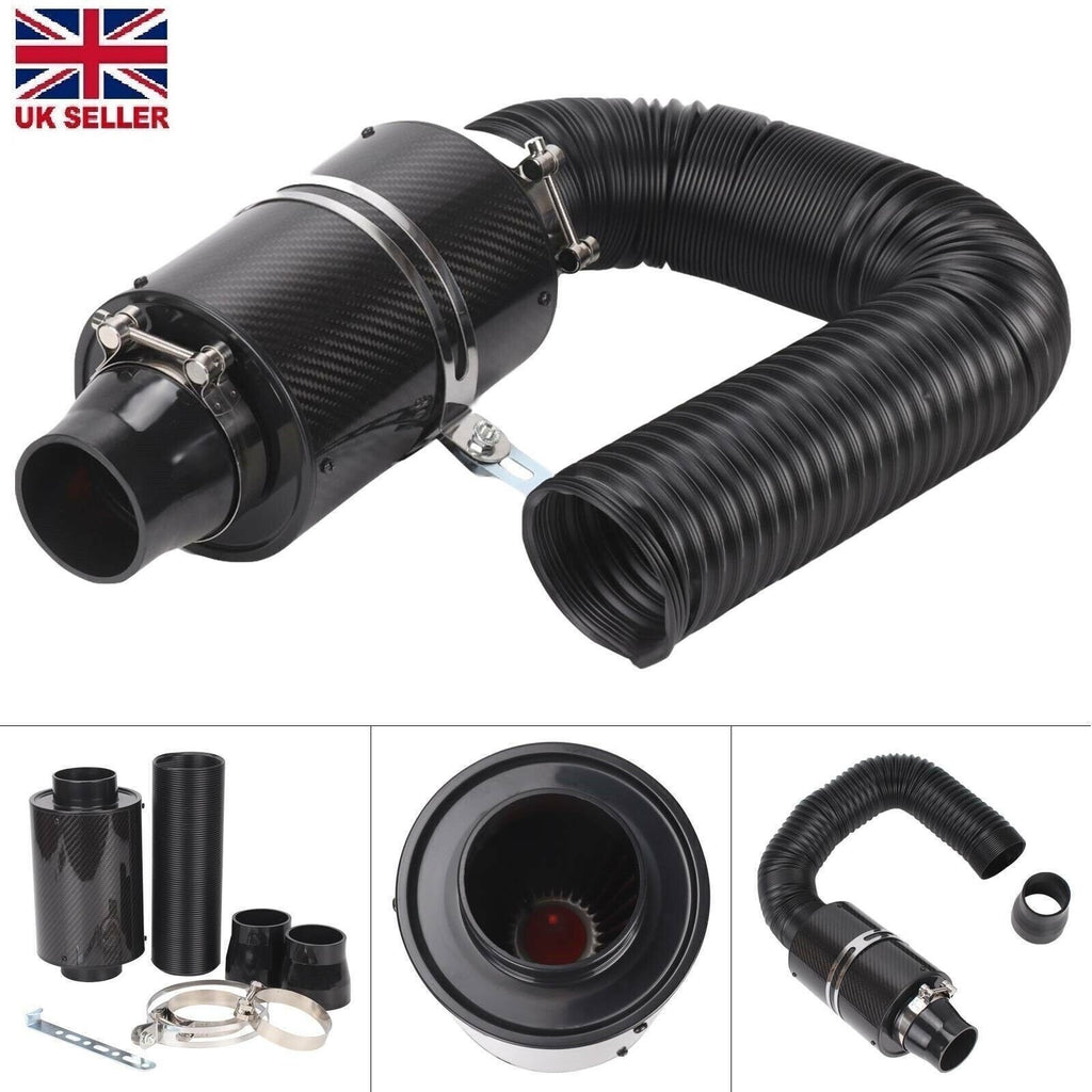 Car Cold Air Filter 3" Universal Feed Enclosed Induction Intake Pipe Hose Kit