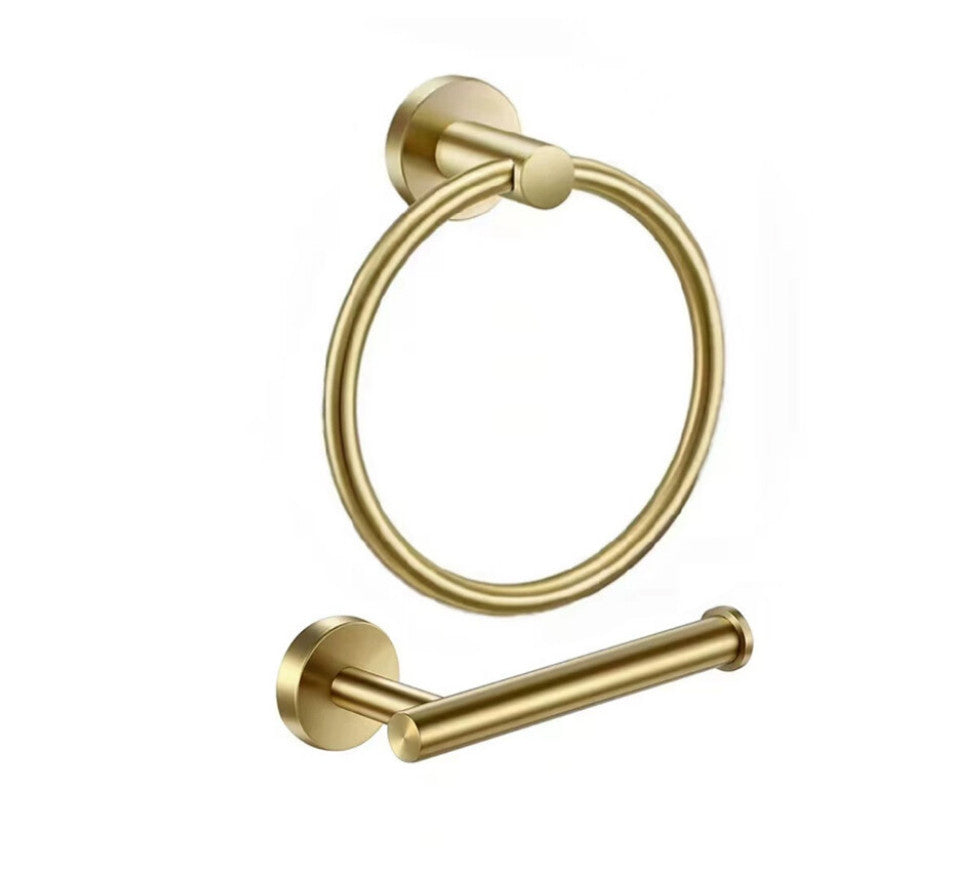 New Stainless Steel Toilet Roll Holder and Towel Ring Set Bathroom Wall Mounted