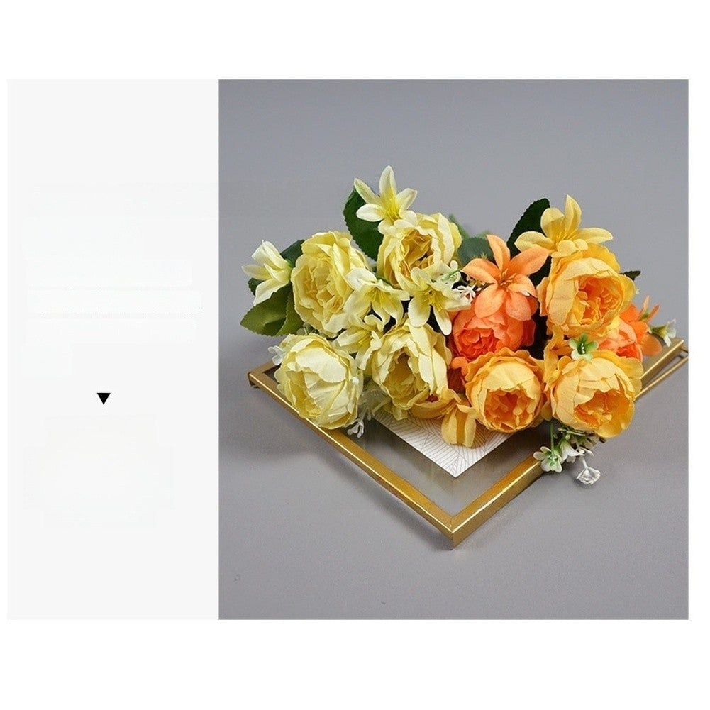 Handheld 5 Head Silk Peony Bridal Bouquet for Wedding Event and Home Decoration