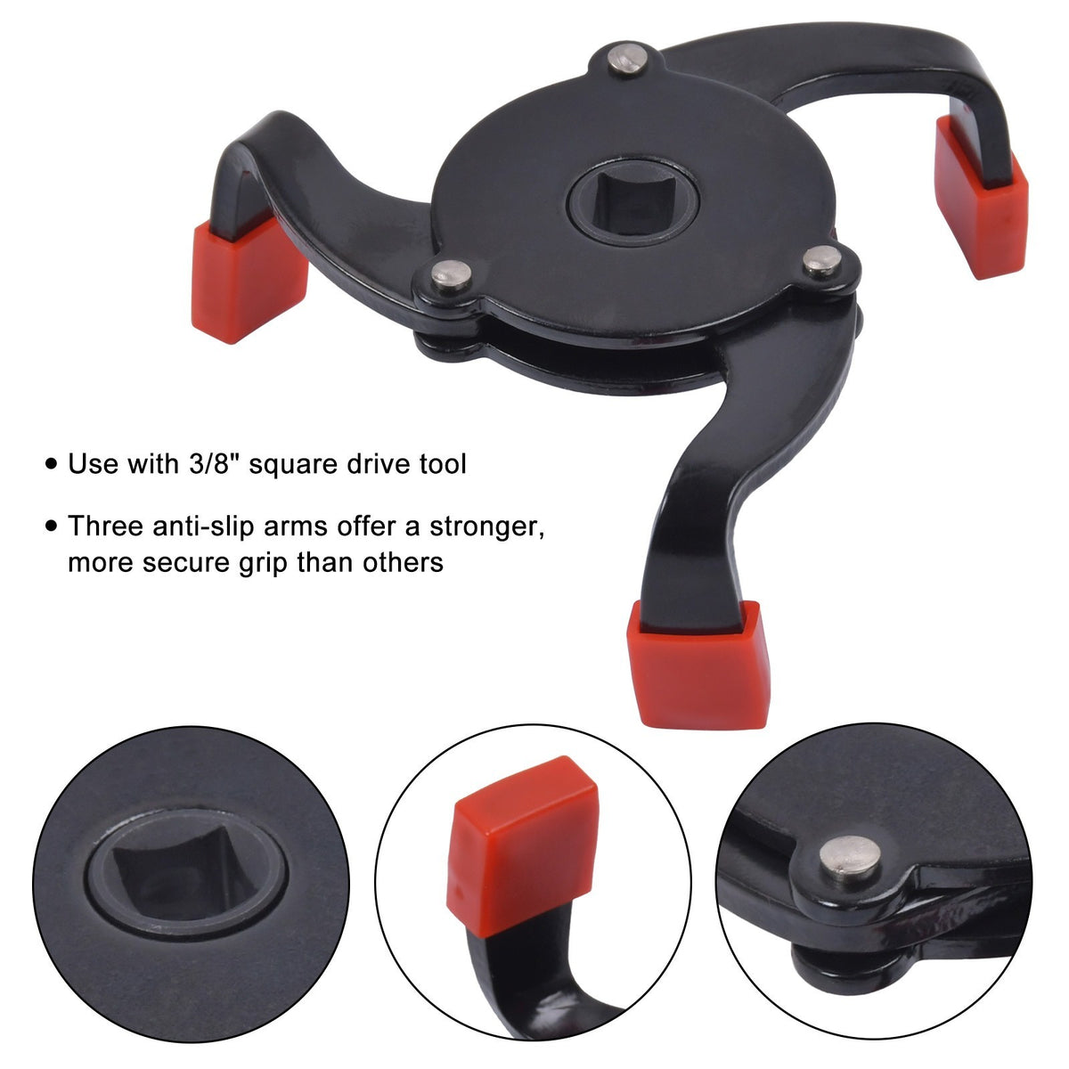 3 Jaw Oil Filter Wrench Oil Filter Removal Tool Non-slip Adjustable Universal